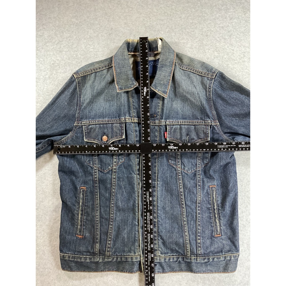 Levis Red Tab Slim Trucker Denim Jacket Mens Large Dark Wash Cotton 1812 - Picture 4 of 6